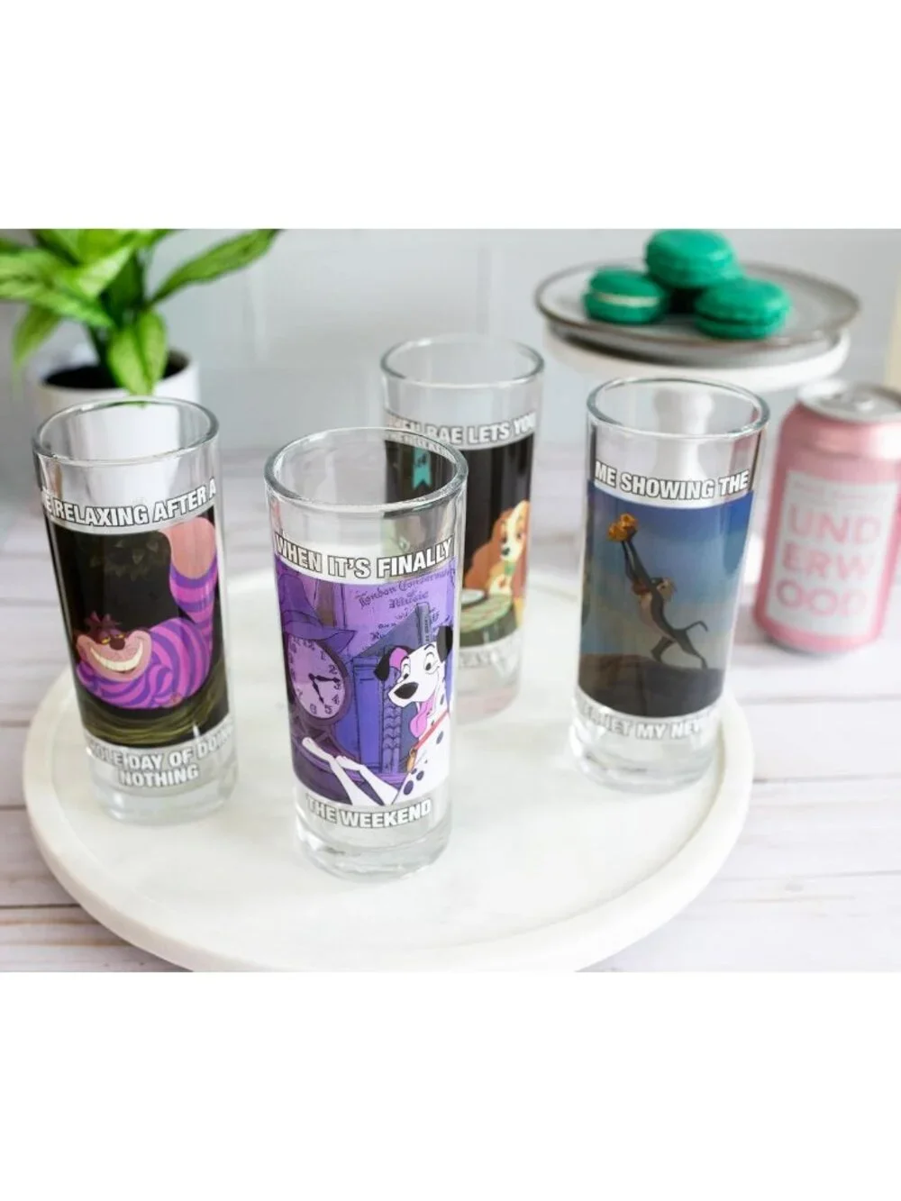Disney-Inspired 4pc Tumbler Glass Set - Lion King, Alice, Lady & the Tramp